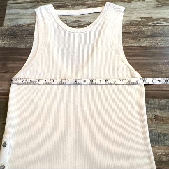 Gentle Fawn GF Sleeveless Sweater Dress Large Ivory Side Buttons V Back Ribbed - Picture 9 of 12